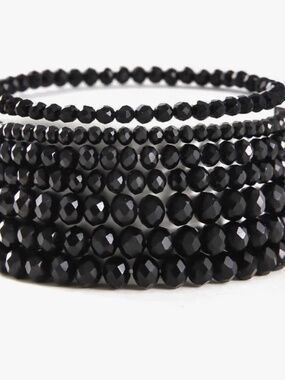 Boutique | Black Stackable Bead Bracelets Set